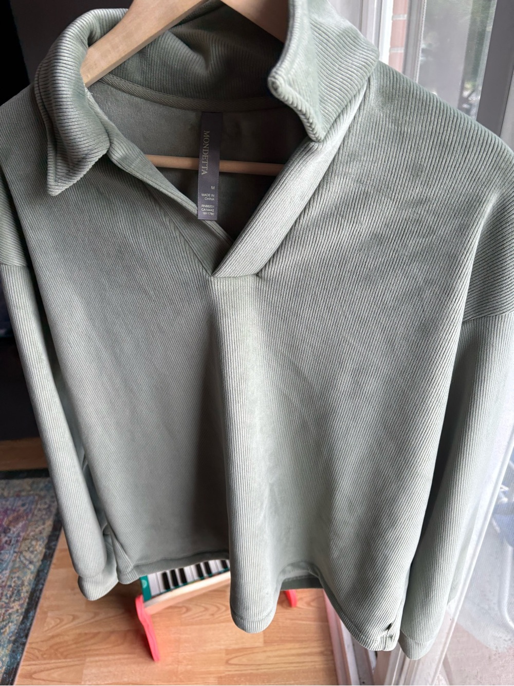 Sage Green Corded Polo Sweater